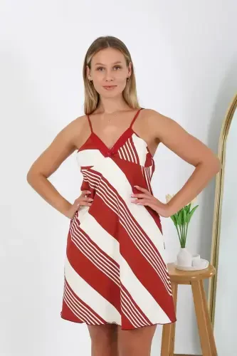 Akbeniz Women's Plus Size Spaghetti Strap Nightgown 98513 - 1