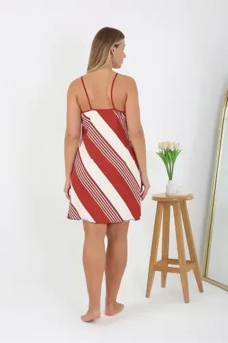 Akbeniz Women's Plus Size Spaghetti Strap Nightgown 98513 - 5