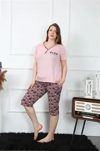 Akbeniz Women's Plus Size Viscose Capri Pajama Set 202202 - 5