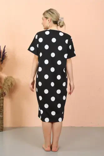 Akbeniz Women's Short Sleeve Below Knee Over Size Home Dress - Nightgown 93411 - 5