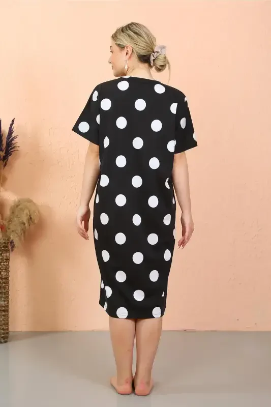 Akbeniz Women's Short Sleeve Below Knee Over Size Home Dress - Nightgown 93411 - 5