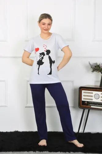 Akbeniz Women's Short Sleeve Knit Pajama Set 4208 - 1