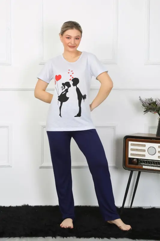 Akbeniz Women's Short Sleeve Knit Pajama Set 4208 - 1