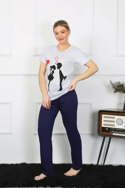 Akbeniz Women's Short Sleeve Knit Pajama Set 4208 - 3