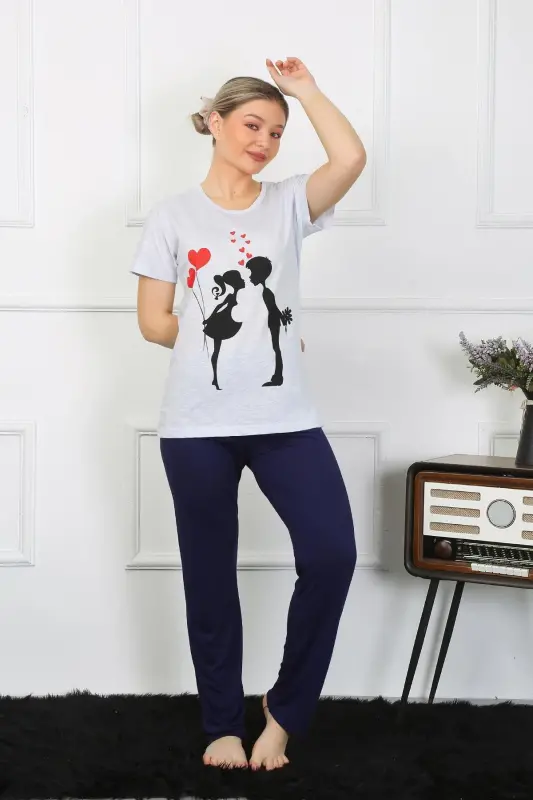 Akbeniz Women's Short Sleeve Knit Pajama Set 4208 - 6