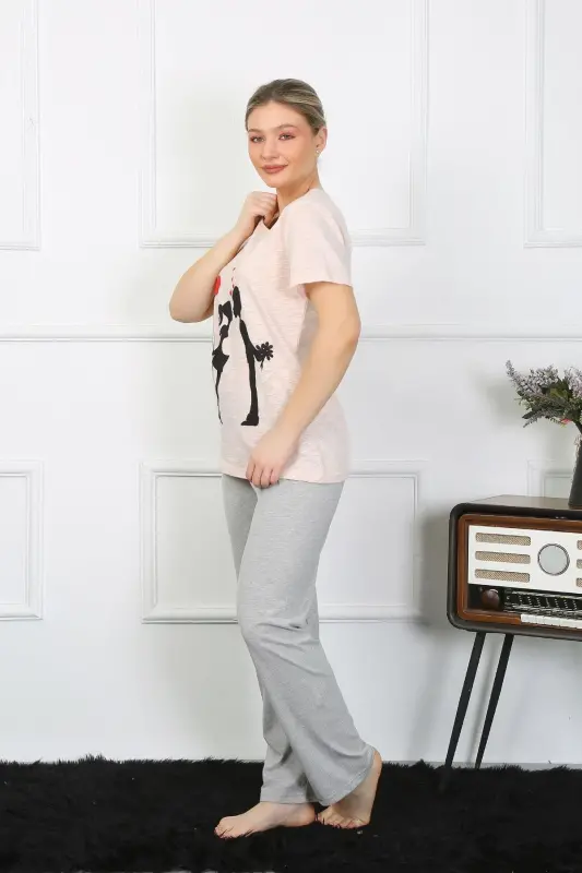 Akbeniz Women's Short Sleeve Knitted Pajama Set 4207 - 3