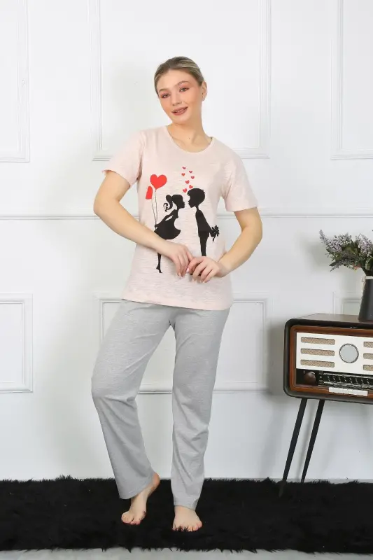 Akbeniz Women's Short Sleeve Knitted Pajama Set 4207 - 4