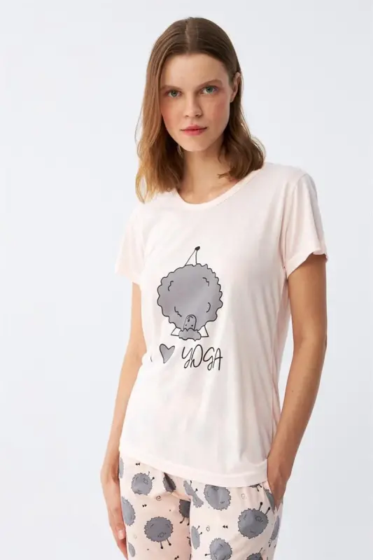 Akbeniz Women's Short Sleeve Pajama Set 20410 - 4