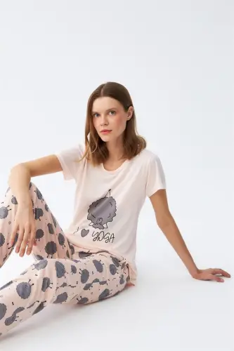 Akbeniz Women's Short Sleeve Pajama Set 20410 - 6