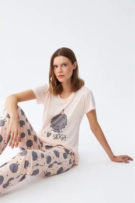 Akbeniz Women's Short Sleeve Pajama Set 20410 - 6
