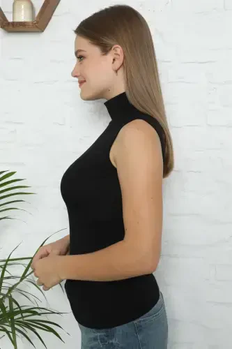 Akbeniz Women's Sleeveless Turtleneck Bodysuit 262S - 3