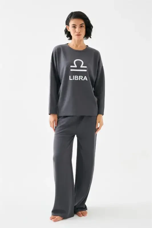 Akbeniz Women's Smoked Gray Libra Oversize 2 Thread Tracksuit Loungewear Set - AKBENIZ