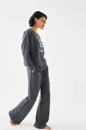 Akbeniz Women's Smoked Gray Libra Oversize 2 Thread Tracksuit Loungewear Set - AKBENIZ (1)