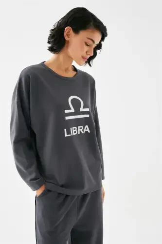 Akbeniz Women's Smoked Gray Libra Oversize 2 Thread Tracksuit Loungewear Set - 3