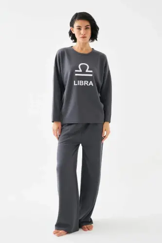 Akbeniz Women's Smoked Gray Libra Oversize 2 Yarn Tracksuit Loungewear Set - 1