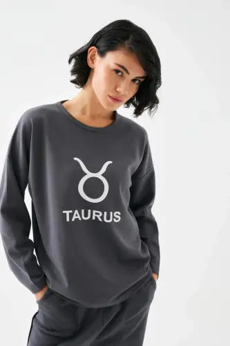 Akbeniz Women's Smoked Taurus Oversize 2 Thread Tracksuit Home Wear Set - 5