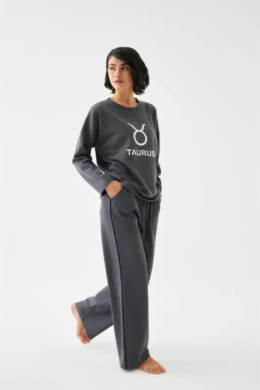 Akbeniz Women's Smoked Taurus Oversize 2 Thread Tracksuit Loungewear Set - AKBENIZ