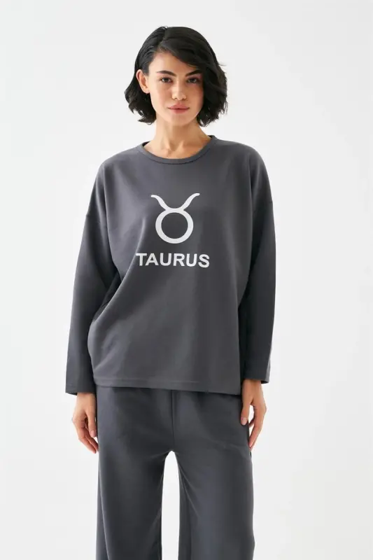 Akbeniz Women's Smoked Taurus Oversize 2 Thread Tracksuit Loungewear Set - 2