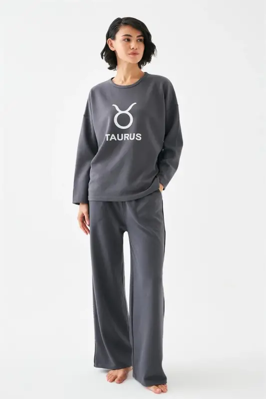 Akbeniz Women's Smoked Taurus Oversize 2 Thread Tracksuit Loungewear Set - 3
