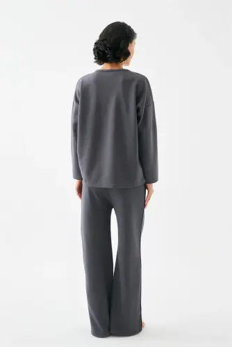 Akbeniz Women's Smoked Taurus Oversize 2 Thread Tracksuit Loungewear Set - 6