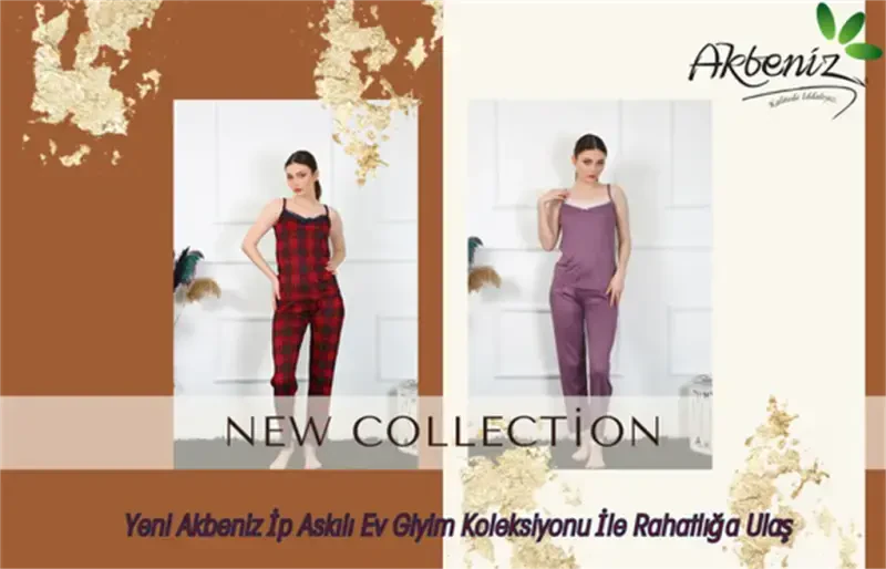 Akbeniz Women's Spaghetti Strap Green Plaid Pajama Set 4135 - 5