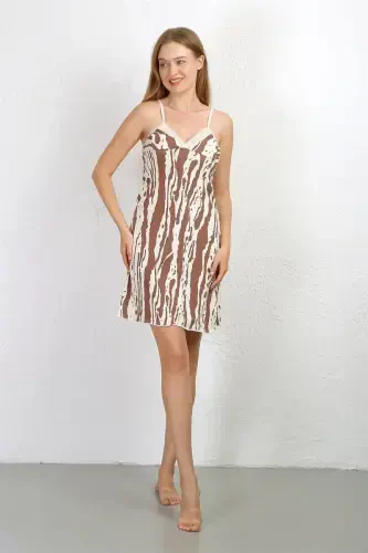 Akbeniz Women's Spaghetti Strap Knitted Nightgown 36723 - 5