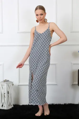 Akbeniz Women's Spaghetti Strap Long Nightgown 821 - AKBENIZ (1)
