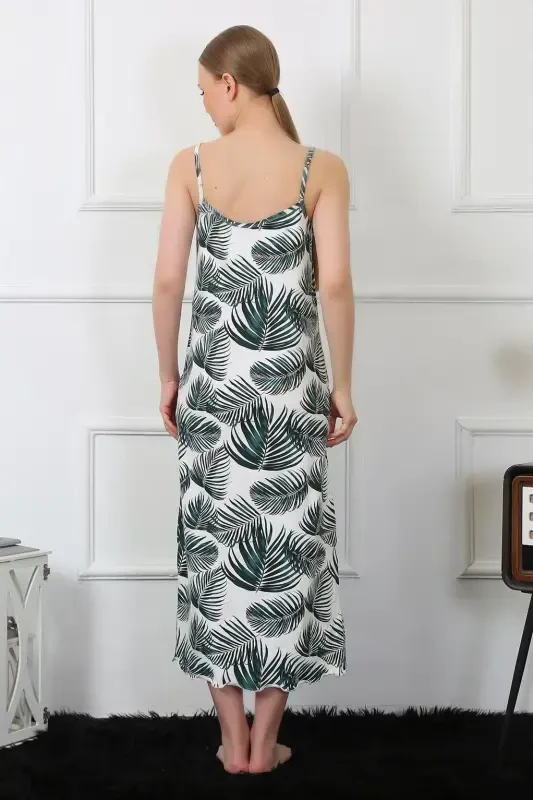 Akbeniz Women's Spaghetti Strap Long Nightgown 823 - 4