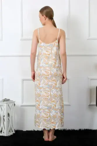 Akbeniz Women's Spaghetti Strap Long Nightgown 825 - 4