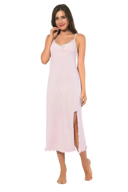 Akbeniz Women's Spaghetti Strap Long Nightgown 900 - 1