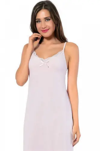 Akbeniz Women's Spaghetti Strap Long Nightgown 900 - 3