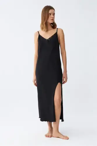 Akbeniz Women's Spaghetti Strap Long Nightgown 901 - AKBENIZ (1)