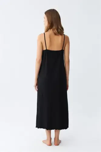 Akbeniz Women's Spaghetti Strap Long Nightgown 901 - 6