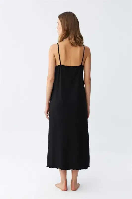 Akbeniz Women's Spaghetti Strap Long Nightgown 901 - 6