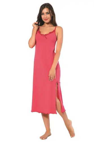 Akbeniz Women's Spaghetti Strap Long Nightgown 902 - 1