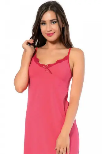 Akbeniz Women's Spaghetti Strap Long Nightgown 902 - 3