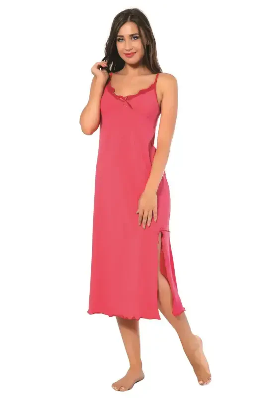 Akbeniz Women's Spaghetti Strap Long Nightgown 902 - AKBENIZ