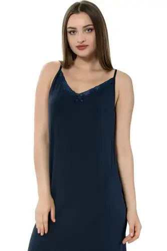 Akbeniz Women's Spaghetti Strap Long Nightgown 911 - 3