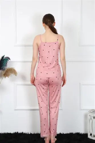 Akbeniz Women's Spaghetti Strap Salmon Pajama Set 4138 - 4