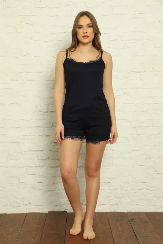 Akbeniz Women's Spaghetti Strap Shorts Pajama Set 3584 - 2