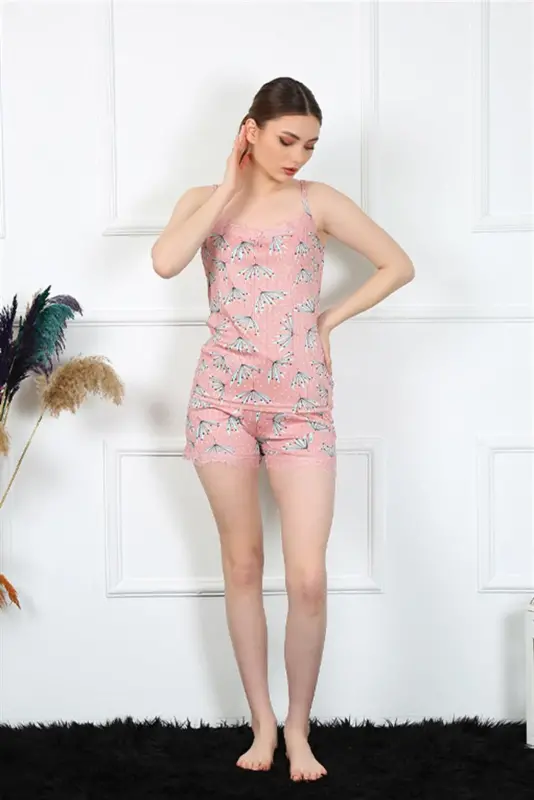 Akbeniz Women's Spaghetti Strap Shorts Set 3598 - 1