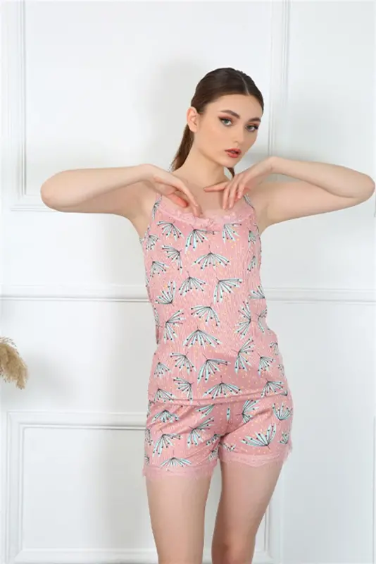Akbeniz Women's Spaghetti Strap Shorts Set 3598 - 2