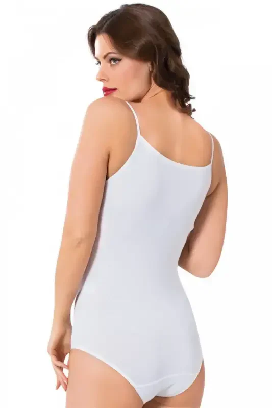 Akbeniz Women's Spaghetti Strap Snap Crotch Bodysuit 240 - 2