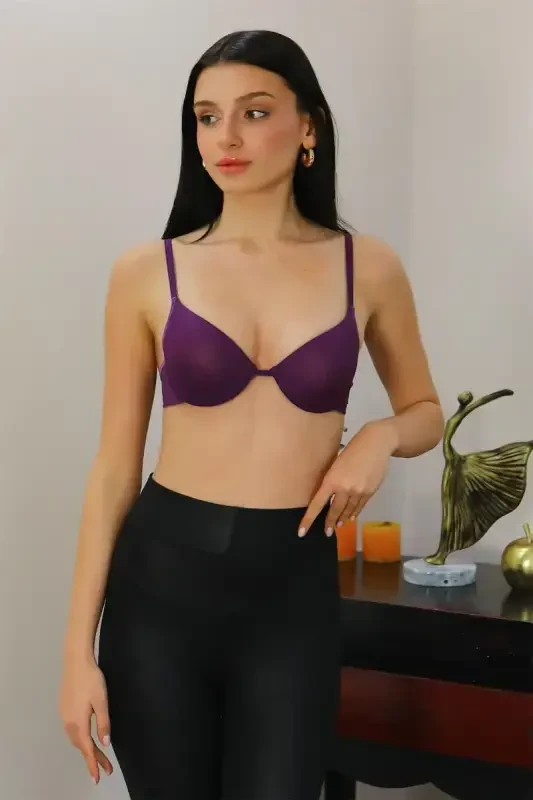 Akbeniz Women's Support Balconette Bra 4926 Purple - 2