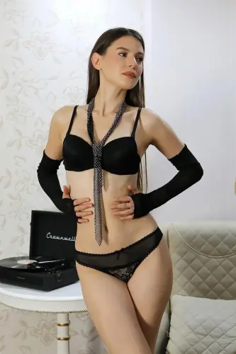 Akbeniz Women's Support Bra Set 3602 Black - 3