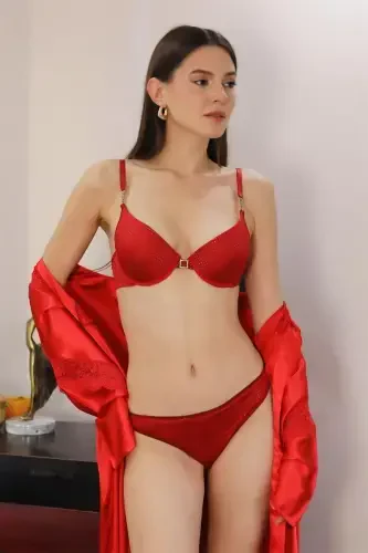 Akbeniz Women's Supported Bra Set 3592 Red - AKBENIZ (1)