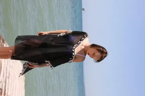 Akbeniz Women's Tassel Tunic Pareo Beach Dress Black 38050 - 4