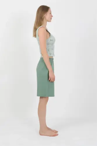 Akbeniz Women's Thick Strap Cotton Jersey Shorts Crop Set Sea Green 3636 - 6
