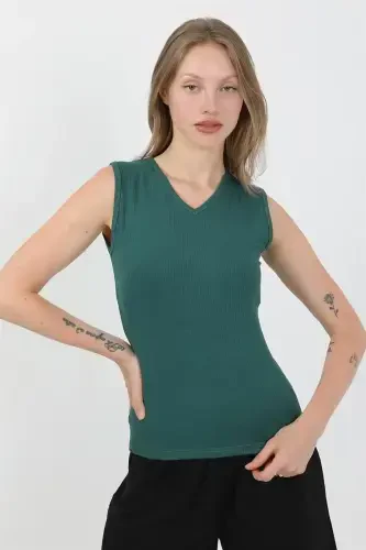 Akbeniz Women's Thick Strap Cotton Jersey Shorts Set Green 3636 - 3