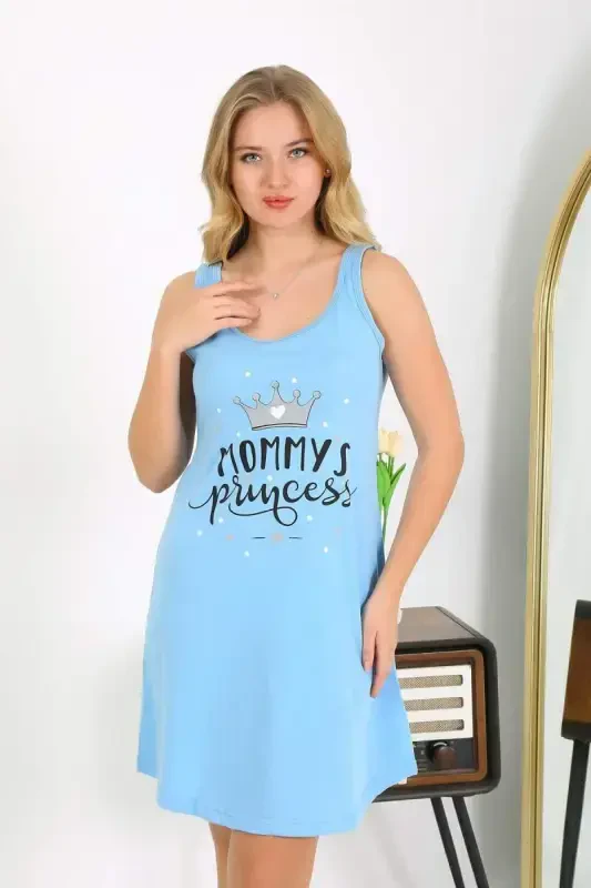 Akbeniz Women's Thick Strap Knitted Nightdress Blue 1777 - 1